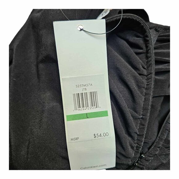 NWT Women’s Calvin Klein Ruched Black Sleeveless Blouse Size L - Picture 5 of 7